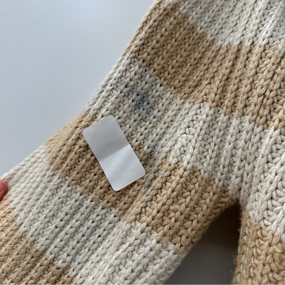 RTR Derek Lam Collective Button Cowl Neck Tan & Cream Striped Sweater Sz M - Picture 9 of 16
